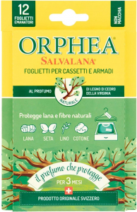 Orphea Salvalana 12 foglietti per cassetti e armadi - LEGNO DI CEDRO DELLA VIRGINIA