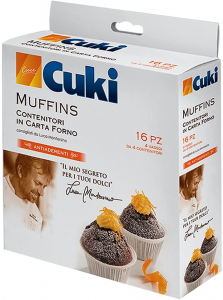 Cuki Contenitore In Carta Da Forno MUFFINS 16 pz. (4 Vassoi da 4)