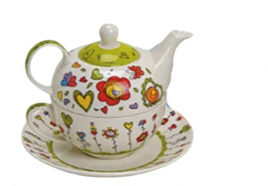 Teiera Tea For One In Ceramica Fiori e Cuori 270 ml.