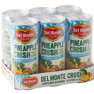 Del Monte Succo di Ananas 6 x 240 ml. lattine Pineapple Crush